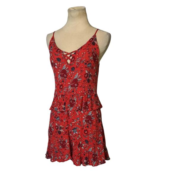 American Eagle red blue tank romper size 4 - Picture 6 of 15